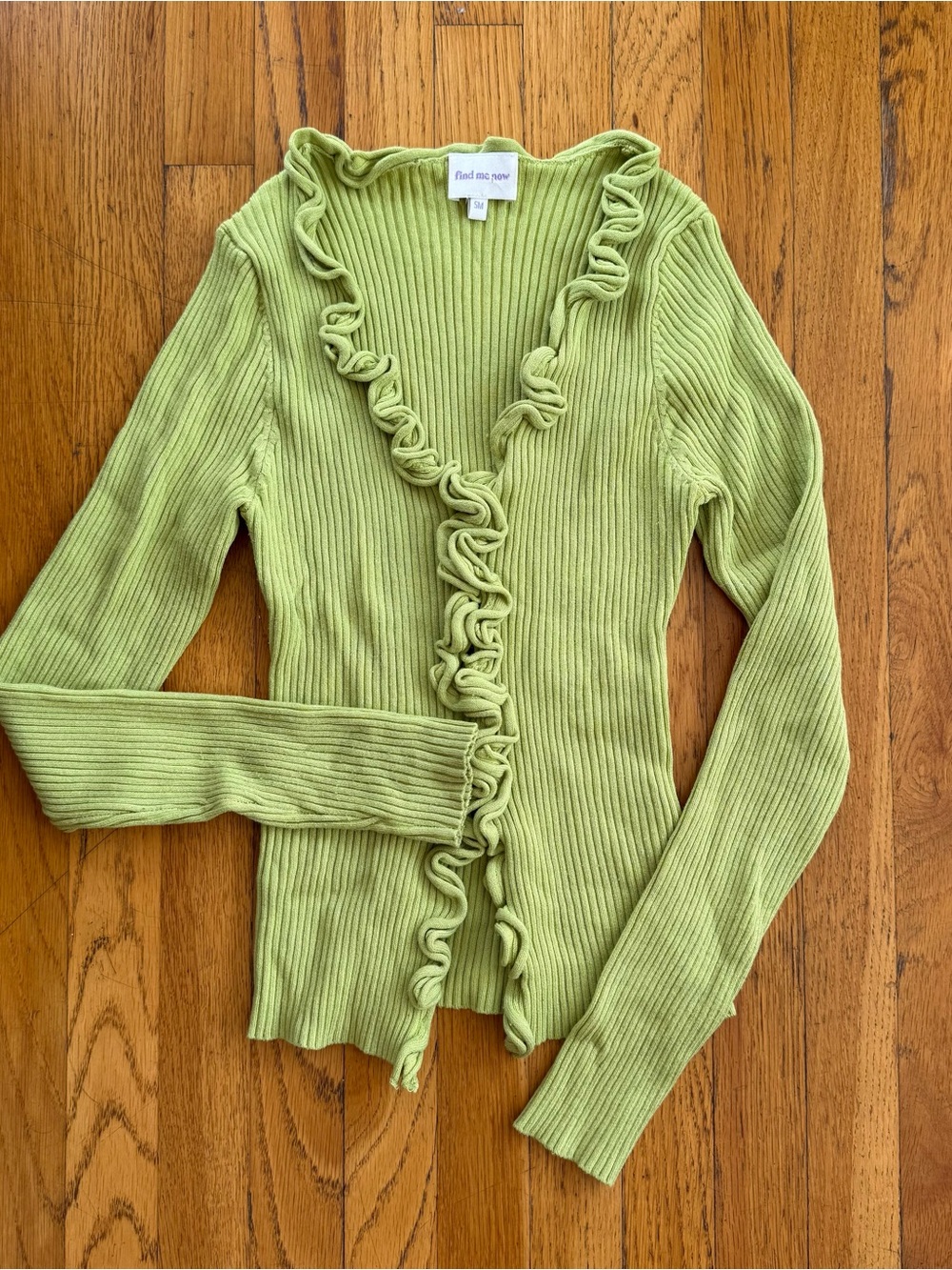 Find Me Now lime green ruffle cardigan